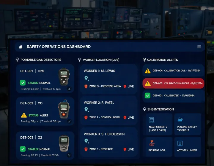 Connected gas detection dashboard